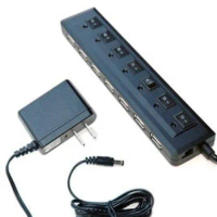 AJ1052強磁 7 port USB HUB集線器 (台製2A變壓器+強力磁鐵)