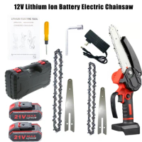 4 inch 6 inch Chainsaw 2 Chains 21V Rechargeable Battery Operated Electric Chainsaw Cordless for Wood Cutting Tree Trimming