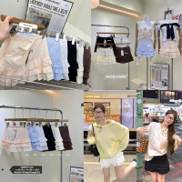 2383# กระโปรงสั้นน่ารักๆ แต่งชายระบาย3ชั้น มีซิบข้าง เอวสม็อค