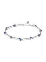 สร้อยข้อมือ Pandora Sparkling Silver Pave Bars Bracelet w Blue Crystal