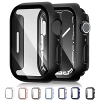 Glass+Cover For Apple Watch case 9 8 7 6 SE 3 iWatch Accessorie Screen Protector Apple watch series 44mm 40mm 38/42mm 45mm 41mm