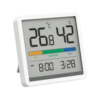Miiiw Mute Temperature And Humidity Clock Home Indoor High-precision Baby Room C/F Temperature Monitor 3.34inch Huge LCD Screen