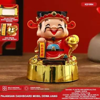 Pajangan Dashboard Mobil Dewa Uang Rejeki/Budha/Ganesha/Kwan Im-Hiasan Solar Power Premium DEWAUANGK
