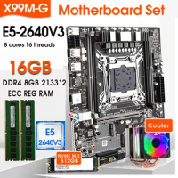 X99 M-G Motherboard LGA2011-3 E5 2640 v3 CPU 2pcs x 8GB = 16GB DDR4 2133Mhz ECC REG Memory Nvem 512GB M.2 SSD with COOLER combos