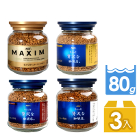 AGF 即溶黑咖啡3入任選組(80g/罐;箴言金罐 華麗柔順 華麗醇厚 華麗香醇)