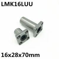 2pcs LMK16LUU for 16mm shaft linear bearing square flange ball bearing bush 16x28x70 mm LMK16 Free Shipping