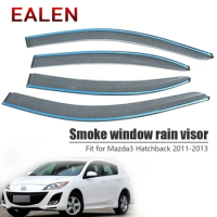 EALEN For Mazda 3 Hatchback 2011 2012 2013 Car-styling ABS Vent Deflectors Guard Accessories 4Pcs/1Set Smoke Window Rain Visor