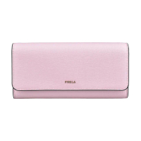 【FURLA 芙拉】FURLA Babylon金字LOGO防刮牛皮12卡壓扣式長夾(蛋白石粉x淺灰)