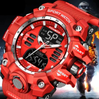 LIGE Design Military Mens Watches Waterproof Dual Display Digital Fashion Big Watch for Men LED Man Quartz Wristwatch with Box