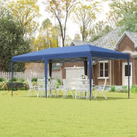 10' x 20' Outdoor Gazebo Pop Up Canopy Party Tent with Carrying Bag,Portable Pop Up，Upgraded Heavy Duty Frame， Blue
