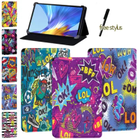 Cover Case for Huawei Enjoy Tablet 2 10.1/Huawei MatePad(10.4"/10.8")/Honor V6/MatePad(Pro 10.8"/T8) Flip Graffiti Tablet Case