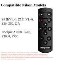 Hanpusen ML-L7B Wireless Remote Control Shutter Release for Nikon Z5 Z30 Z6II Z7II Zfc Z50 P950 A1000 B600 P1000; as Nikon ML-L7