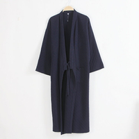 秋冬男士純棉長款睡袍浴袍日系大碼和服空氣層睡衣家居服甚平浴衣