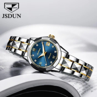 JSDUN 8813 Mechanical Business Watch Gift Round-dial Tungsten Steel Watchband Week Display Calendar