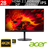 【Acer 宏碁】XV282K KV 28型IPS廣視角電競螢幕(16:9/AMD FreeSync /144Hz)
