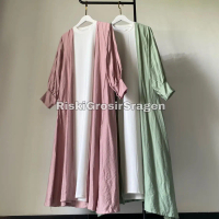 Polin Long Outer Korean Style Cardigan Linen Premium Basic Muslim Panjang Wanita Baju Casual Cantik 
