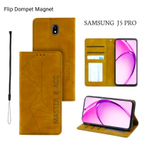 FLIP MAGNET UNTUK SAMSUNG J5 PRO, Flip Cover Wallet Case Dompet Kulit Premium-Casing Hp Dompet