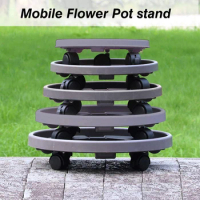 Flower Pot Stand with Casters, Movable Round Pot Holder Plate for Heavy Garden Pots, Indoor Outdoor Flower Pot Stands