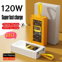 New 120W PowerBank 80000mAh Container Super Fast Charging Portable Powerbank for Huawei IPhone14 Xiaomi External Battery Charger