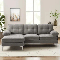 L-Shape Sofa Reversible Chaise Lounge Convertible Sectional Recliner Sofabed Couch Office Removable Cover Furniture Living Room