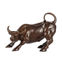 Wall Street Golden Fierce Bull OX Figurine Sculpture Charging Stock Market Bull Statue Home Office Decor Gift