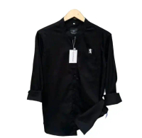 Giordano Kemeja Sanghai Lengan Panjang Pria Slimfit Casual Koko 3D Hitam Logo Putih Nyaman Stylish K