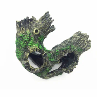 Resin Aquarium Decoration Driftwood Rock Cave For Shrimp Fish Artificial Ornament Fish Tank Lanscaping Tree Wood Trunk Hole