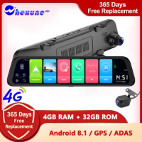 WHEXUNE 12" Car Rear View Mirror Camera 4G LTE Android 8.1 GPS Navigation 4GB RAM 32G ROM WiFi Video Recorder Remote Monitor DVR