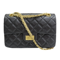 CHANEL 香奈兒 黑色 菱格紋 皮革 2.55 鍊帶 肩背包 AS0874 【二手名牌BRAND OFF】