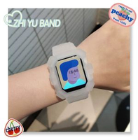 全城熱賣 - 適用applewatchSE蘋果手錶iwatch一體矽膠錶帶6透明冰川保護殼磨砂白透41mm