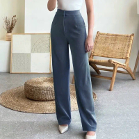 By Jennie - Cozie Knit Pants Celana Highwaist Panjang Wanita Kulot Rib Premium / Celana Panjang Kore