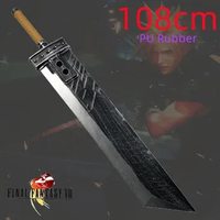 WW 108cm Zack Fair Sword Silver Weapon 7 VII Sword Cloud Strife Buster Sword 1:1 Game Remake Knife Rubber