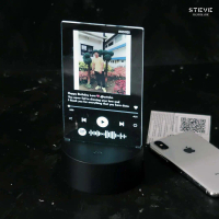 Lampu Tidur AR LT2002 Augmented Reality LED Akrilik 12 warna RGB + Remote + Battery Custom Foto Nama