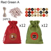 Durable Gift Bag Reusable Christmas Bag Vibrant Rustic Christmas Gift Bags 24 Reusable Burlap Drawstring Hot for Holiday