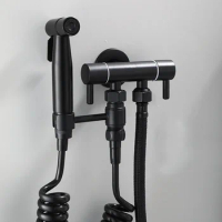 1Set Stainless Steel Black Bathroom Bidet Toilet Cleaner Sprayer Toilet Faucets Hygienic Bidet Taps Shower Handheld Spray Gun
