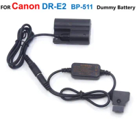 BP-511 Fake Battery DR-400 DC Coupler+D-TAP Dtap 12-24V To 8V Step-Down Cable ACK-E2 For Canon EOS 20D 30D 40D 5D 50D D30 D60