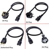 3PIN EU Power Cord US UK AU Italy Plug IEC C15 Power Adapter Cable For Dell Desktop PC Monitor HP Epson Printer LG TV Projector
