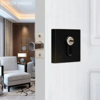 European Indoor Single Tongue Door Lock Zinc Alloy Square Invisible Lock Bedroom with Key Lockset Household Hardware Fitting