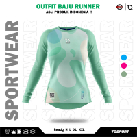 TQSPORT Jersey FLUID Baju Olahraga Wanita Panjang Senam Fitnes Zumba Aerobic Cewek Pakaian Lari Gym 