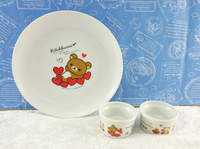 【震撼精品百貨】Rilakkuma San-X 拉拉熊懶懶熊 San-X 碗盤兩件組-愛心紅#75210 震撼日式精品百貨