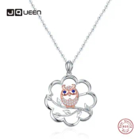JQUEEN Owl Pendant White Gold Rose Gold Choker Necklace Women 925 Sterling Silver Zircon Necklace