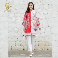 LANGITJUA - Batik Encim 01 | Sasmitha Atasan Batik Wanita Model Tunik Busui Friendly M merah