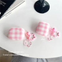 For AirPods 3 headset Case star keychain soft Cover for Apple Air pods pro 2 1 Fashion pink Plaid Earphone Charging Box cases