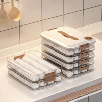 【Dagebeno荷生活】食品級PP材質可疊加水餃收納盒 可冷凍不易沾黏密封餃子保鮮盒(三層款1入)