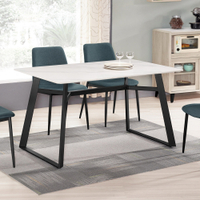 Boden-哈倫4尺工業風白色岩板餐桌/工作桌-120x80x74cm