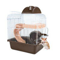Feeding Hamster Cage Iron Double Storey Slide Hedgehog Nest Exercise Playpen Sleep Bed Mute Running Wheel Small Pets House