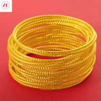 [3 in 1set]XT Jewellery Korea 24k 2mm Thin Bracelet Glitter Woman 916 Original Gold Plated