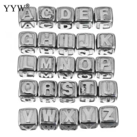 1pc Stainless Steel European Big Hole Pan do ra Trollbeads Beads Cube Cuboid With Letter Pattern Oril Color Beads Wholesale
