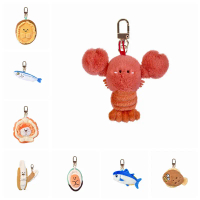 [Fun] Soft seafood Keychain Lobster Simulation Fluffy abalone lobster clam oyster Keyring Kawaii Car