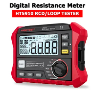 HT5910 Resistance Meter Leakage Switch Tester 4.7 Inch LCD Digital Resistance Meter RCD/Loop Tester 1000 Data Storage Voltmeter